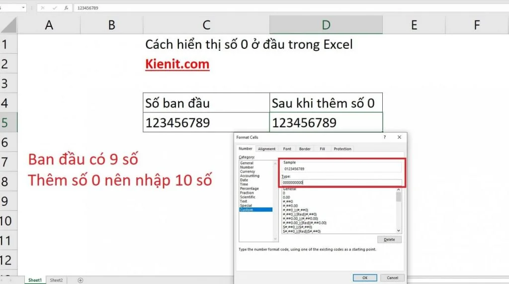 Các cách hiện số 0 trong Excel bạn cần biết 7 nhập 10 số 0 ở ô General