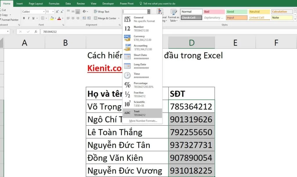 Các cách hiện số 0 trong Excel bạn cần biết 4 Chuyển sang dạng Text ở tab Home