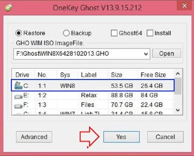 Hướng dẫn các bước shost win10 bằng onekey bước 4