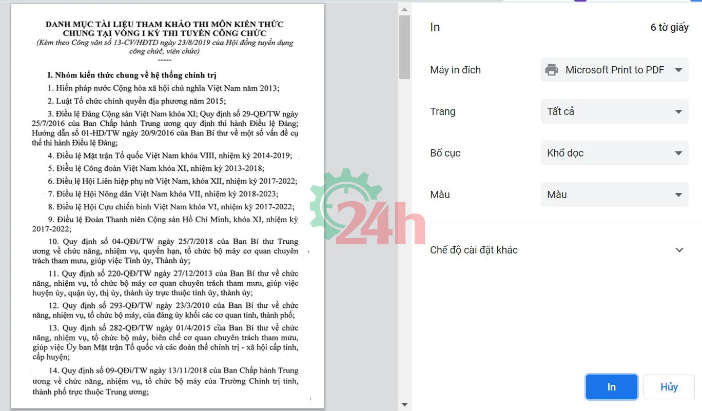 Hướng dẫn cách chỉnh và in file PDF dễ thao tác nhất 2 họn Print
