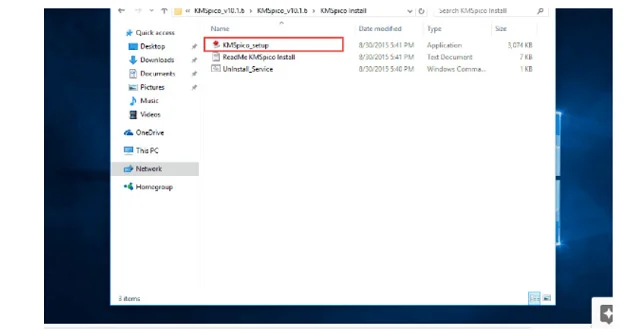 Khởi chạy tệp tin KMSpico_setup