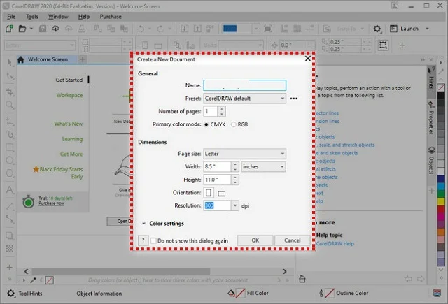 Tải CorelDRAW 2020 full vĩnh viễn mới【Link Google Drive】 14 Mở bản mới để bắt đầu thao tác thiết kế