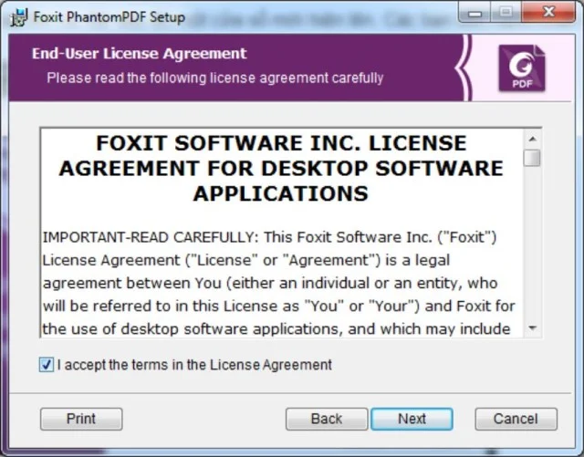 Foxit PhantomPDF - Thủ thuật chỉnh sửa file hữu ích 4 Nắm rõ các điều khoản và chọn mục Accept