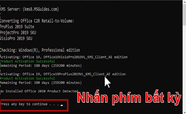 Tải Microsoft Project 2019 full crack miễn phí nhanh chóng 16 Nhấn chọn phím bất kỳ để hoàn tất và thoát