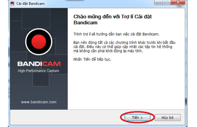 Link tải Bandicam full Crack phiên bản 6.0.1 mới nhất 4 Nhấn chọn Tiến đối với hộp thoại này