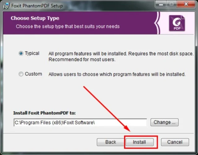 Foxit PhantomPDF - Thủ thuật chỉnh sửa file hữu ích 5 Nhấn Install để thực hiện cài đặt