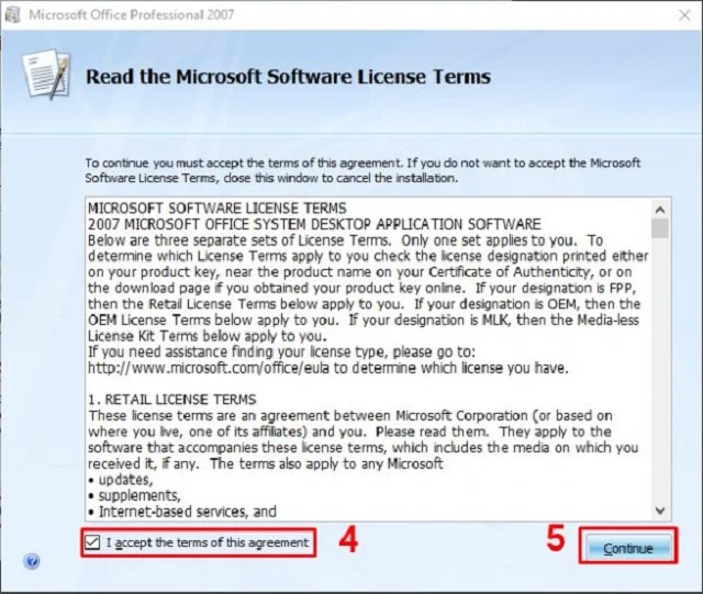 Link tải Microsoft Office 2007 full miễn phí mới nhất 7 Nhấn next khi đồng ý các điều khoản khi sử dụng Office 2007