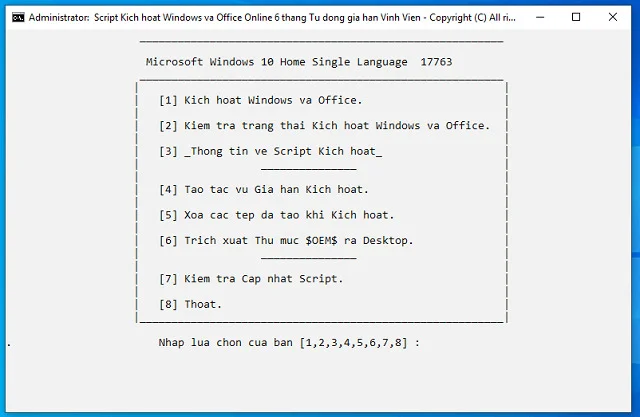 Nhấn số 1 trên bàn phím