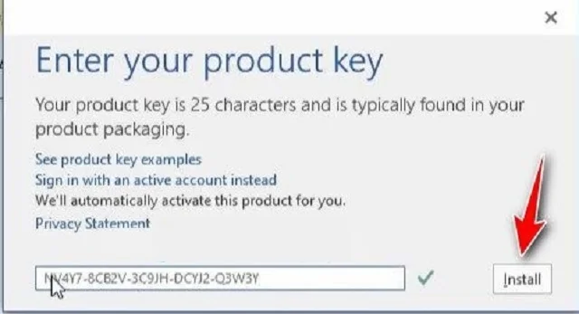 Nhập Key bạn muốn