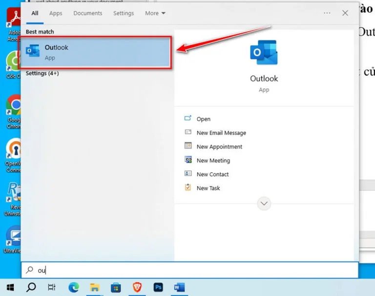 Hướng dẫn sử dụng phần mềm Outlook 2016 hiệu quả 7 mở Outlook từ Menu