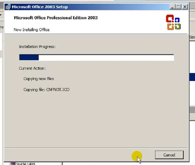Hướng dẫn tải và cài đặt chi tiết Office 2003 full miễn phí 11 Quá trình cài đặt sẽ được bắt đầu khi mà bạn nhấn nút Install