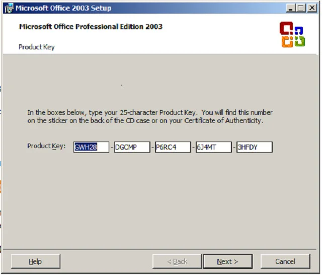 Hướng dẫn tải và cài đặt chi tiết Office 2003 full miễn phí 6 Sau khi khởi động file thì bạn sẽ phải tiến hành nhập key