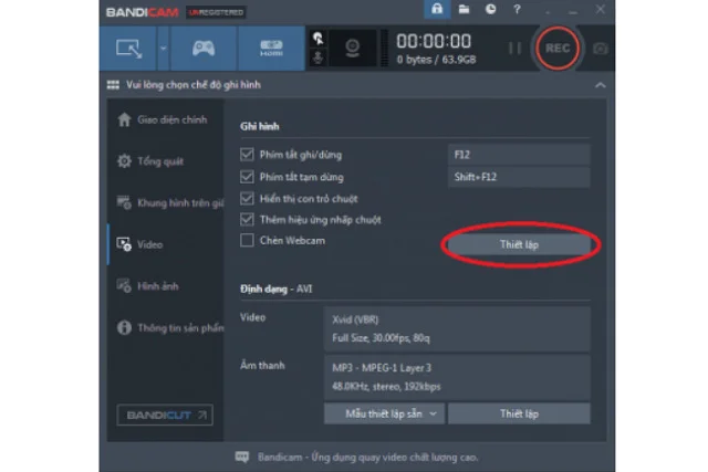 Link tải Bandicam full Crack phiên bản 6.0.1 mới nhất 19 Thay đổi thiết lập của video