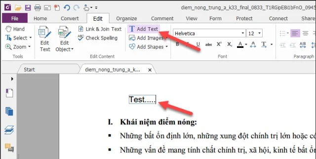 Foxit PhantomPDF - Thủ thuật chỉnh sửa file hữu ích 10 Thêm đoạn text tùy ý