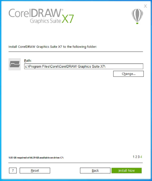 Thực hiện cài đặt CorelDRAW X7