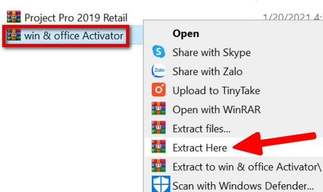 Tải Microsoft Project 2019 full crack miễn phí nhanh chóng 13 Thực hiện giải nén tệp tin được tải về bằng WinRAR