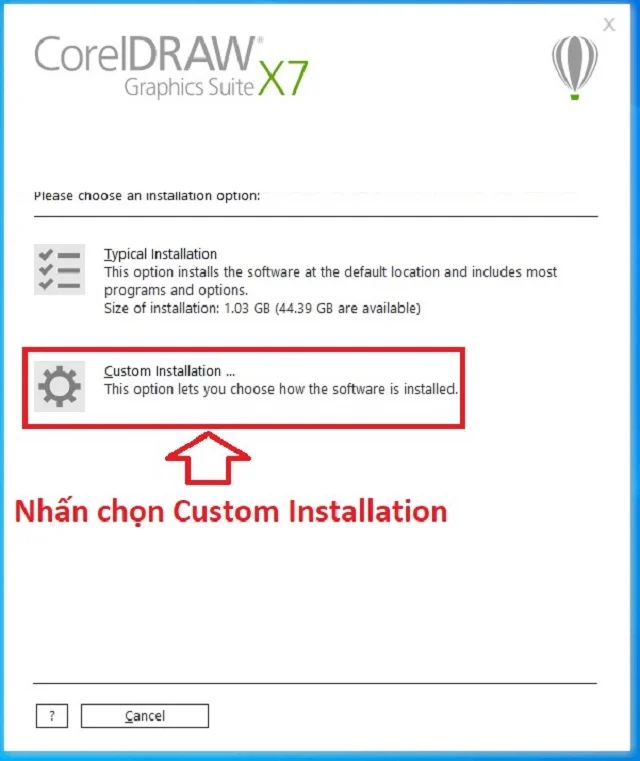 Tích chọn Custom Installation