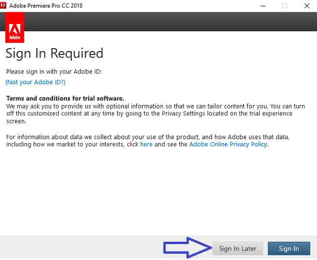 Download Adobe Premiere Pro CC 2018 full Crack mới nhất 8 Xuất hiện hộp thoại thông báo
