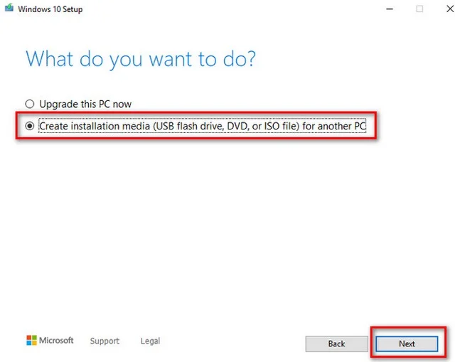 Cách tải Windows 10 cực nhanh, mới nhất 2024 11 Ảnh 10: Tick chọn dòng thứ hai và bấm Next