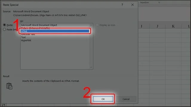 Cách copy bảng từ Word sang Excel không đổi định dạng đơn giản nhất 15 Copy bảng từ Word sang Excel bằng Paste Special - Bước 3