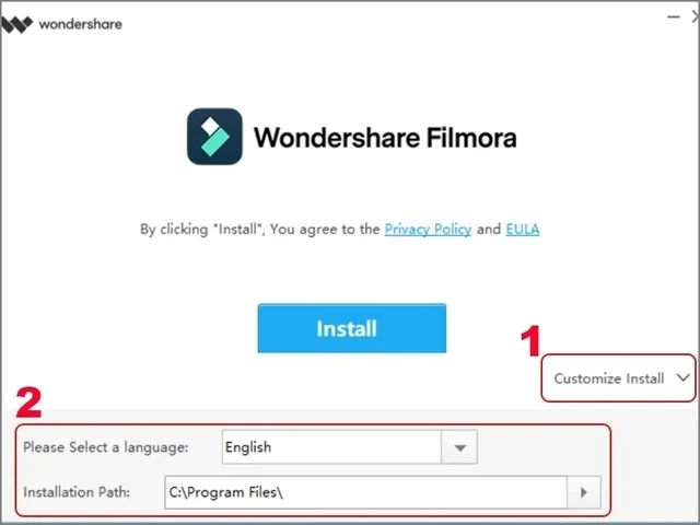 Link Download Filmora X full Crack vĩnh viễn mới nhất 2024 3 Nhấn vào nút Install để bắt đầu cài đặt Filmora X Crack