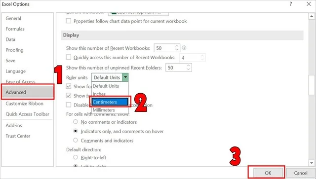 Cách căn lề trong Excel chỉ 5 giây và vài điều bạn cần ghi nhớ 4 Chuyển đổi đơn vị đo của Excel sang centimeters thành công