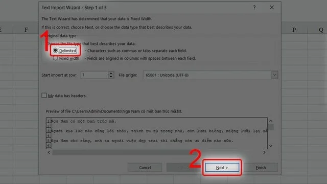 Cách copy bảng từ Word sang Excel không đổi định dạng đơn giản nhất 8 Chuyển bảng từ Word sang Excel với Plain Text and Import - Bước 7