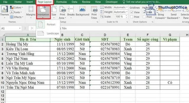 Cách căn lề trong Excel chỉ 5 giây và vài điều bạn cần ghi nhớ 9 Bạn nhấp vào “Orientation” để chọn khổ giấy in Excel là khổ dọc hay khổ ngang