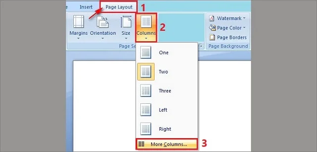Trọn vẹn các bí quyết về cách chia trang trong Word nhanh gọn và khoa học 4 Chia cột văn bản đối với Word 2007, 2010