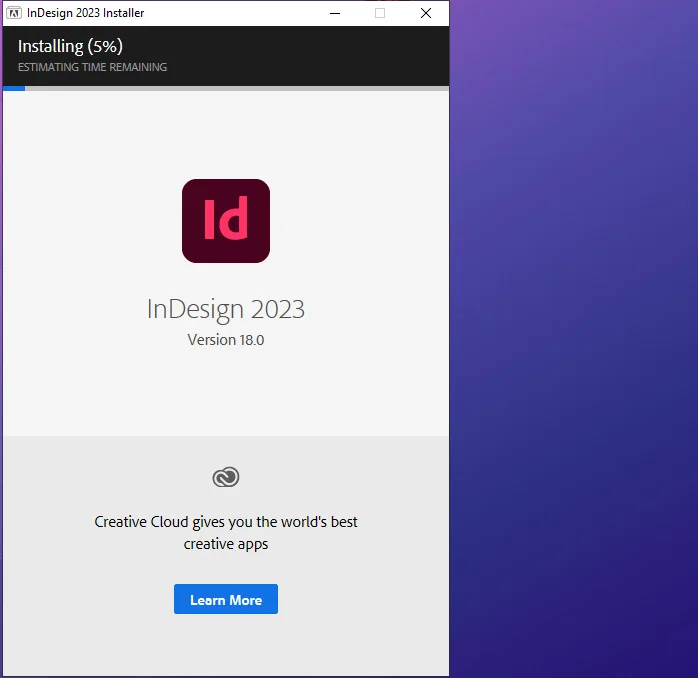 Hướng dẫn cài đặt InDesign 2023 với những tính năng nổi bật 6 Chờ phần mềm được cài đặt