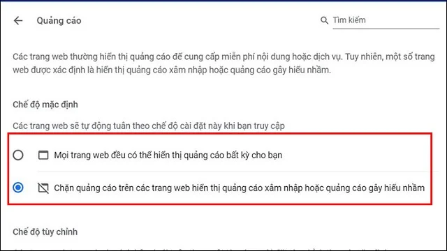 6 cách tắt quảng cáo trên máy tính đơn giản 5 Chọn 1 trong 2 tùy chọn