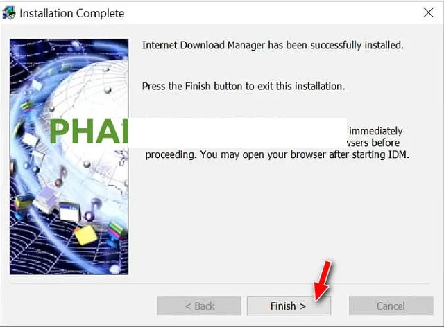 Hướng dẫn tải IDM Full Toolkit 4.7 đơn giản, hiệu quả 6 Chọn Finish để hoàn tất cài đặt IDM