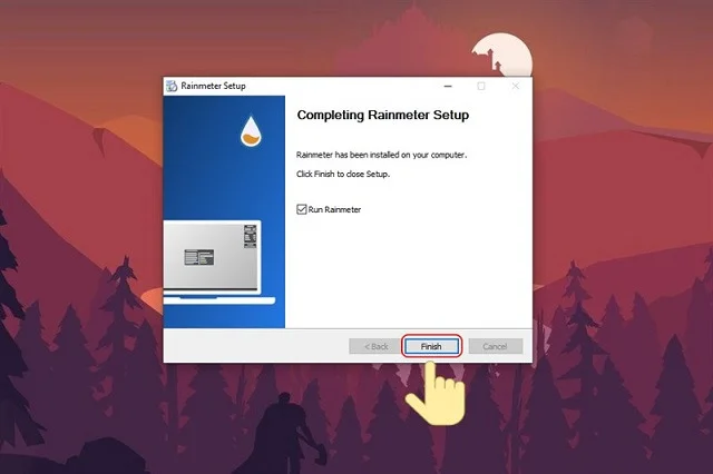 Review Rainmeter - Thủ thuật thiết kế màn hình Desktop chuyên nghiệp 8 Chọn Finish để kết thúc quá trình cài đặt ứng dụng