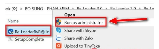 Re-Loader Activator 3.3 – công cụ kích hoạt bản quyền siêu mạnh mẽ 5 Chọn Run as administrator để chạy file