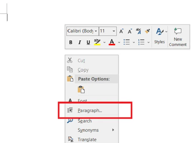 Bí quyết để tùy chỉnh cách đoạn trong Word đơn giản và nhanh gọn 2 Click chuột phải rồi chọn vào Paragraph