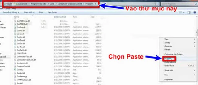 Dán vào ổ C