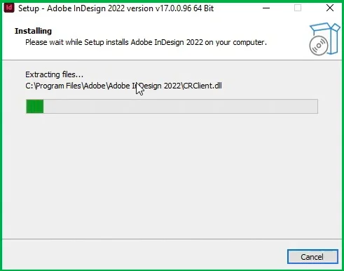Hướng Dẫn Nhanh Cài Đặt InDesign 2022 9 Đợi phần mềm cài đặt hoàn tất