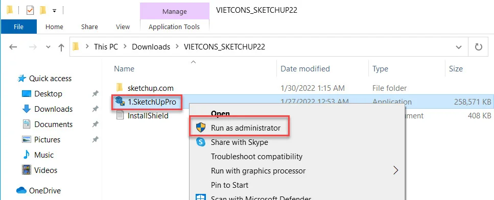 Hướng dẫn đơn giản cài đặt SketchUp 2022 cho người mới 2 Chạy File ‘Setup.exe’