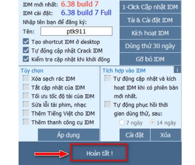 Hướng dẫn tải IDM Full Toolkit 4.7 đơn giản, hiệu quả 10 Hoàn tất kích hoạt và có thể sử dụng phần mềm IDM Full Toolkit vĩnh viễn