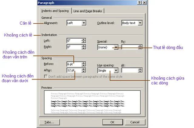 Chia sẻ những bí quyết về cách đặt tab trong Word đơn giản và nhanh chóng 3 Hộp thoại của Paragraph