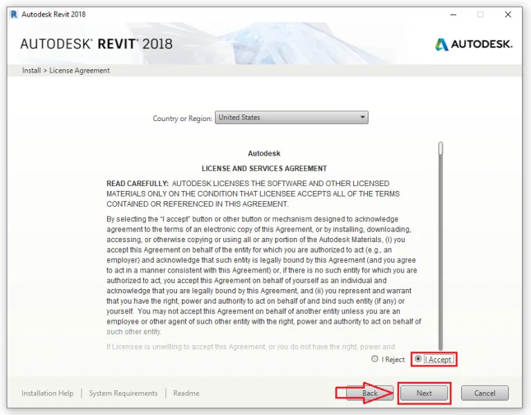 Cách Cài Đặt Và Tối Ưu Hóa Revit 2018 Cho Người Mới Bắt Đầu 4 Chọn I Accept sau đó chọn Next