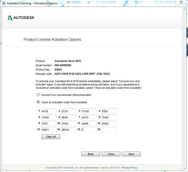 Hướng Dẫn Sử Dụng Revit 2016 - Những Điều Bạn Cần Biết 16 Click chọn I have anactivation code