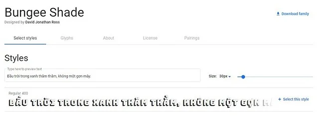 Bật mí các font chữ tiếng Việt đẹp trong Word 2 Kiểu chữ Bungee Shade