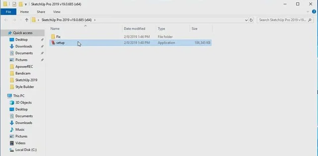 Link Tải SketchUp Pro 2019 Full Crack Mới (Google Drive) 8 Mở cài đặt setup trong lưu trữ để cài đặt ứng dụng