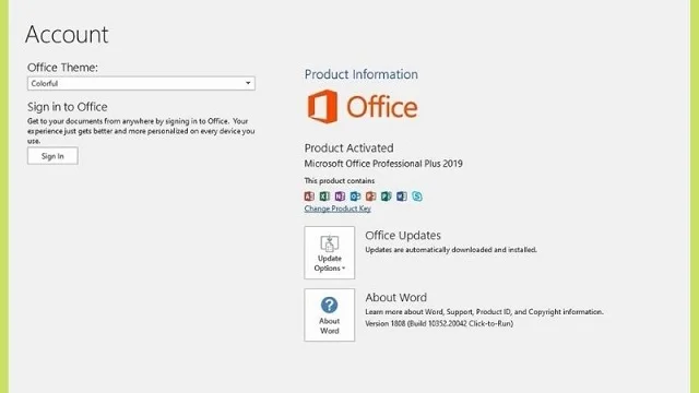 Tổng hợp các Key Office 2019 kích hoạt bản quyền vĩnh viễn mới nhất 5 Mở ứng dụng chọn file và click vào Account