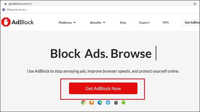 6 cách tắt quảng cáo trên máy tính đơn giản 7 Nhấn GET ADBLOCK NOW