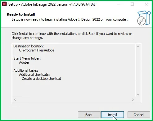 Hướng Dẫn Nhanh Cài Đặt InDesign 2022 8 Nhấn Install