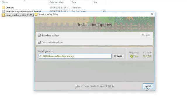 Hướng dẫn download + cài đặt game Stardew Valley Việt Hóa PC 7 Nhấn chọn Install