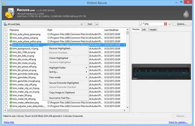 Recuva – phần mềm khôi phục dữ liệu chuyên nghiệp 11 Nhấn phải chuột vào file muốn xóa và chọn Secure Overwrite Highlighted
