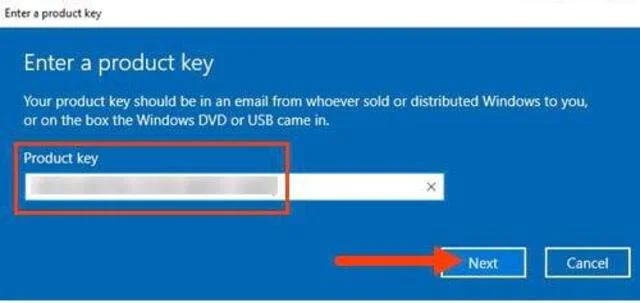 Kích hoạt Win 10 bằng key Win 10 miễn phí, đơn giản nhất 9 Nhập key vào ô product key phù hợp với hệ điều hành bạn đang sử dụng